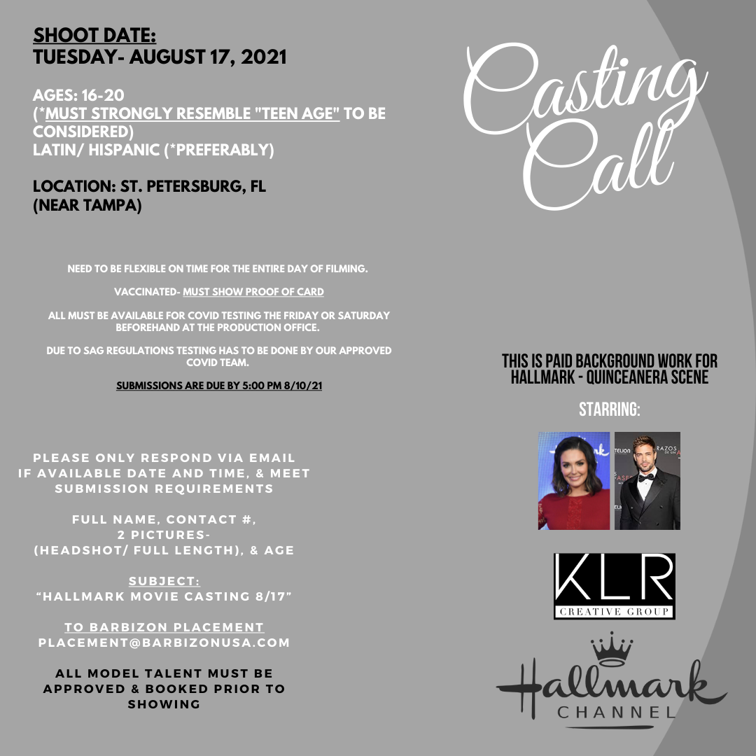 HALLMARK MOVIEST. PETERSBURG, FL CASTING NOW USA Placement